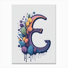Colorful Letter E Illustration 33 Canvas Print