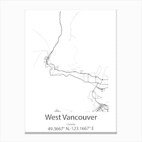 West Vancouver,Canada Minimalist Map Canvas Print