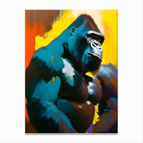 Gorilla Beating Chest Gorillas Bright Neon 1 Canvas Print