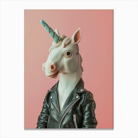 Punky Toy Unicorn In A Leather Jacket 2 Canvas Print