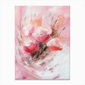 Pink Textured Oil Painting Canvas Print