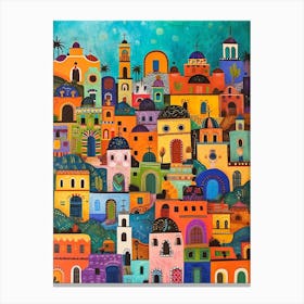 Kitsch Colourful Mexico Cityscape 1 Canvas Print