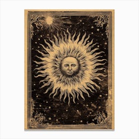 Sun With Face Sepia Canvas Print