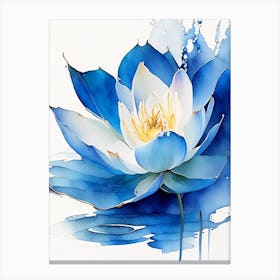 Blue Lotus Watercolour 2 Canvas Print
