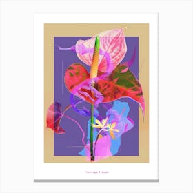 Flamingo Flower (Anthurium) 2 Neon Flower Collage Poster Canvas Print