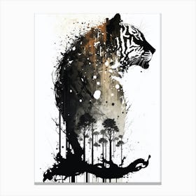 Tiger In The Forest Ink Canvas Print
