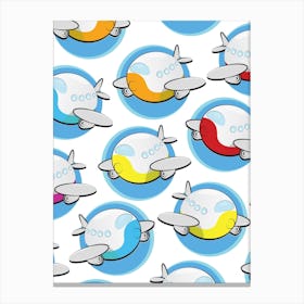 Seamless Pattern With Airplanes Vector Canvas Print