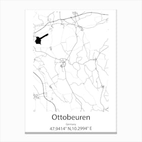 Ottobeuren,Germany Minimalist Map Canvas Print