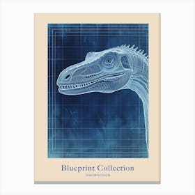 Dimorphodon Dinosaur Blue Print Style 3 Poster Canvas Print