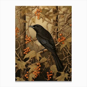 Dark And Moody Botanical Robin 1 Canvas Print