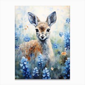 Deer In Bluebonnets 2 Canvas Print