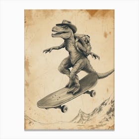 Vintage Baryonyx Dinosaur On A Skateboard 2 Canvas Print