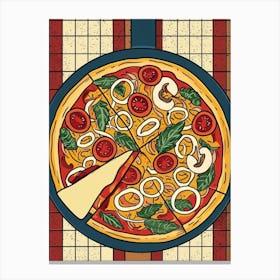 Gourmet Pizza On A Tiled Background 2 Canvas Print