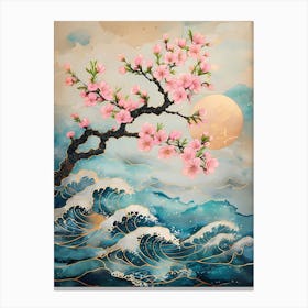 Asian Cherry Blossoms On The Sea Canvas Print