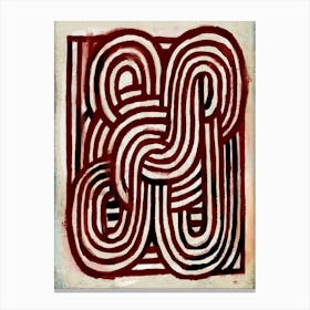 Red Maze Abstract Tribal Linework Canvas Print