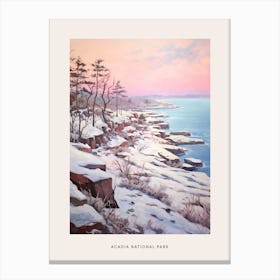 Dreamy Winter National Park Poster  Acadia National Park United States 4 Canvas Print