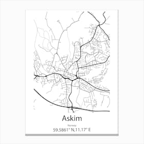 Askim,Norway Minimalist Map Canvas Print