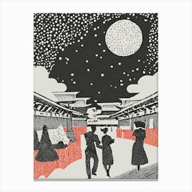 New Year Celebration In Old Tokyo Canvas Print