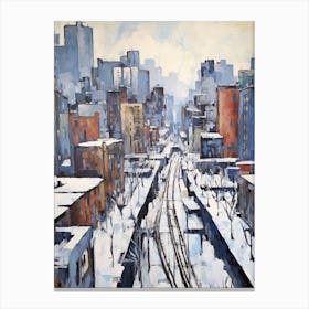 Winter City Park Painting High Line Park New York City 5 Canvas Print