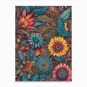 Colorful Floral Pattern 1 Canvas Print