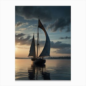 Sailboat At Sunset Canvas Print