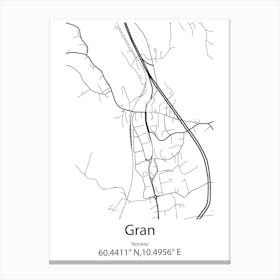 Gran,Norway Minimalist Map Canvas Print