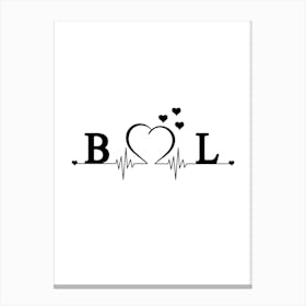 Personalized Couple Name Initial B And L Monogram Canvas Print