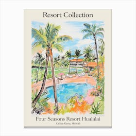 Poster Of Four Seasons Resort Collection Hualalai   Kailua Kona, Hawaii   Resort Collection Storybook Illustration 2 Canvas Print