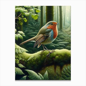 Robin In The Forest 2 AI Canvas Print