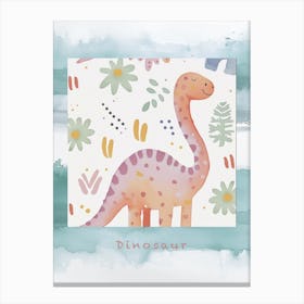 Cute Muted Pastels Pattern Dinosaur 2 Poster Canvas Print