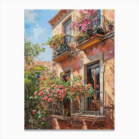 Balcony View Painting In Valencia 2 Canvas Print