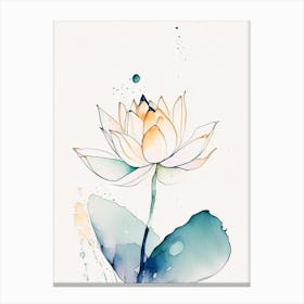 Double Lotus Minimal Watercolour 3 Canvas Print