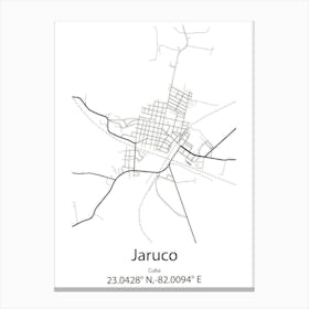 Jaruco,Cuba Minimalist Map Canvas Print