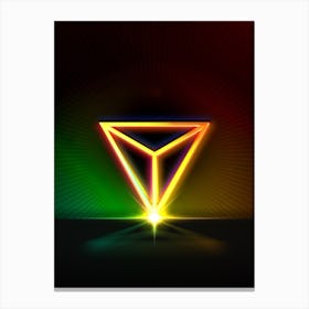 Neon Geometric Glyph in Watermelon Green and Red on Black n.0299 Canvas Print