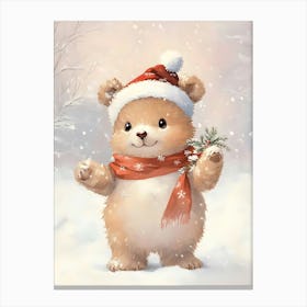 Teddy Bear In The Snow Canvas Print