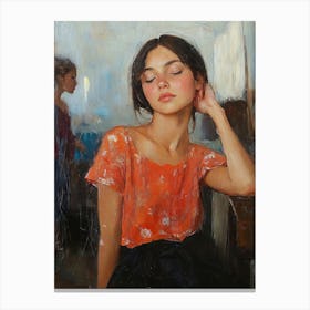 Girl In An Orange Top Canvas Print