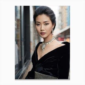 Asian Woman Adorned In Haute Couture Fashion Poised Elegantly Silk And Velvet Textures Contrastin (6) Canvas Print