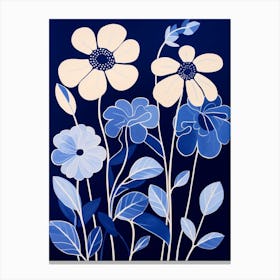 Blue Flower Illustration Oxeye Daisy 3 Canvas Print