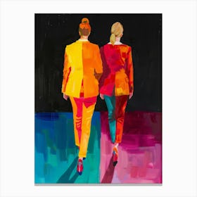 Two Women Walking Canvas Print