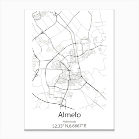 Almelo,Netherlands Minimalist Map Canvas Print