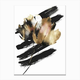 Black And Gold Flowers 3 Canvas Print