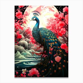 Peacock In Bloom 1 Canvas Print