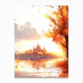 Autumn Leaves On The River Canvas Print