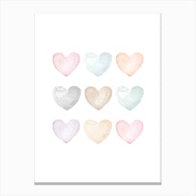 Hearts in Colours Canvas Print