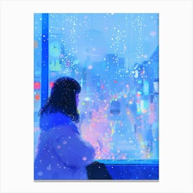 Girl Looking Out Of A Window Canvas Print