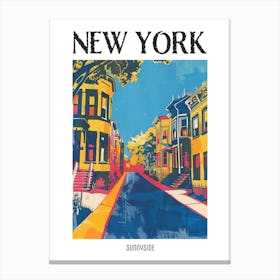 Sunnyside New York Colourful Silkscreen Illustration 1 Poster Canvas Print