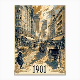 Aihrgdesign A Vintage Poster Of A Bustling 1901 City Street F 2e061539 3a36 44b6 B7e2 8fa87e4c16fe 1 Leinwandbild