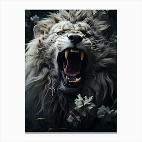 White lion wild roar Canvas Print