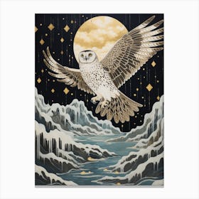 Snowy Owl 1 Gold Detail Painting Canvas Print