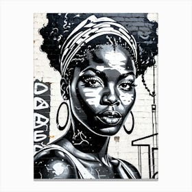 Vintage Graffiti Mural Of Beautiful Black Woman 138 Canvas Print